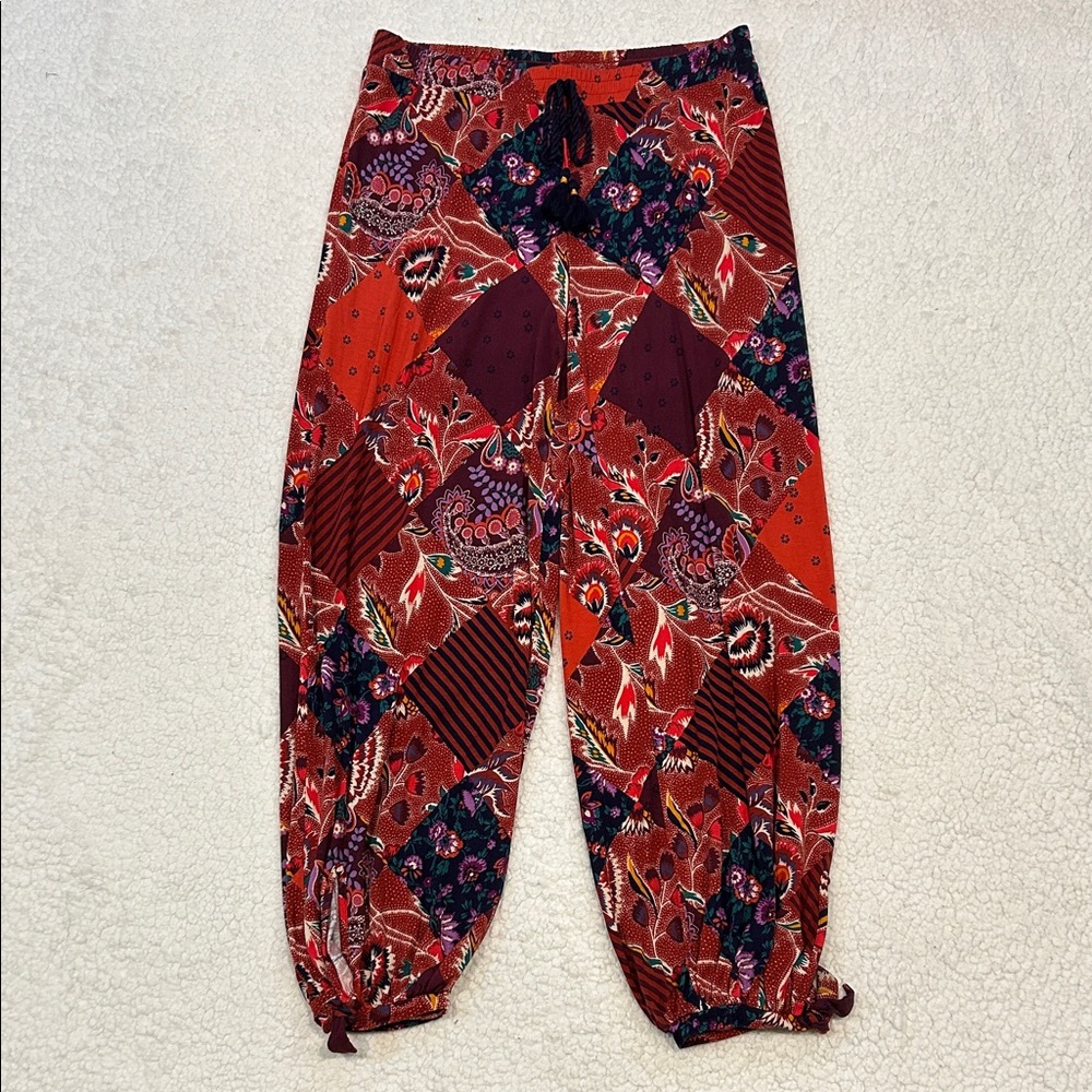 Anthropologie Maelynn Harem Joggers size Small Boho Patchwork Multi Pattern